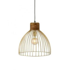 LEUCHTEN DIREKT is JUST LIGHT Závěsné svítidlo, mosaz, pr. 40cm, mangovníkové dřevo, industriální design, 11489-60 obraz