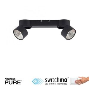 PAUL NEUHAUS LED stropní svítidlo PURE-NOLA černá 2 ramenné otočné stmívatelné krokově stmívatelné 3000K PN 6452-18 obraz