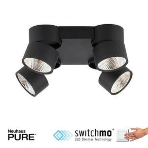 PAUL NEUHAUS LED stropní svítidlo PURE-NOLA černá 4 ramenné otočné stmívatelné krokově stmívatelné 3000K PN 6454-18 obraz