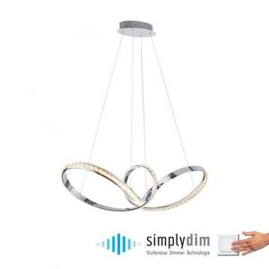 PAUL NEUHAUS LED závěsné svítidlo chrom zakřivené stmívatelné křišťálový design moderní SimplyDim 3000K PN 8222-17 obraz